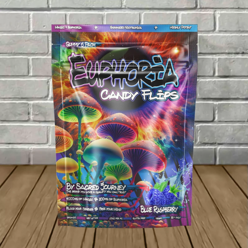 Sacred Journey Euphoria Candy Flips Gummies 4,200mg-Blue Raspberry -- 6ct Single Pack