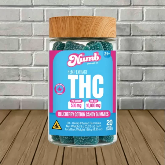 Numb Hemp Infused THC Gummies 10,000mg-Blueberry Cotton Candy