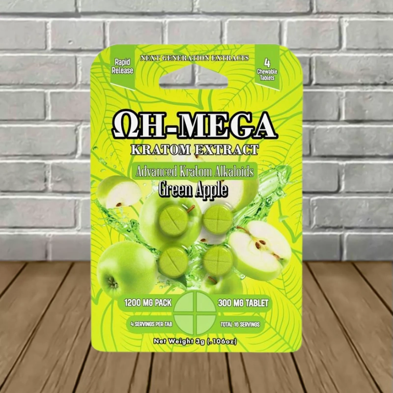 OH-MEGA Advanced Kratom Extract 1200mg-Green Apple -- 4ct Single Blister