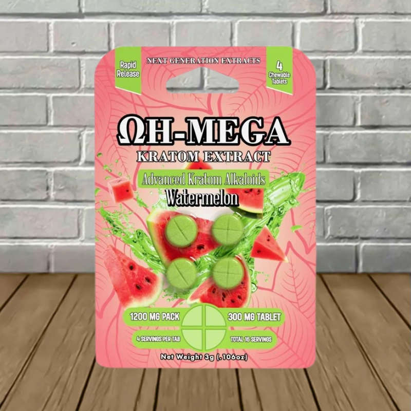 OH-MEGA Advanced Kratom Extract 1200mg-Watermelon -- 4ct Single Blister
