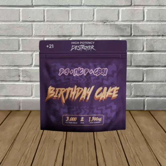 Destroyer High Potency D9 THCp CB9a Gummies 3000mg -- 2ct - Birthday Cake
