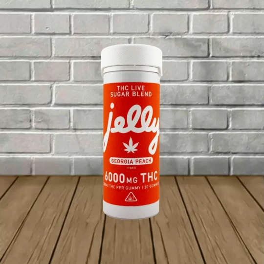 Jelly THC Live Sugar Blend Gummies 6000mg -- 30ct - Georgia Peach -- Hybrid
