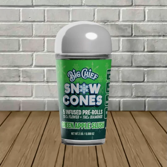 Big Chief Snow Cones Diamonds Infused Preroll 5ct - Green Apple Slush -- Hybrid