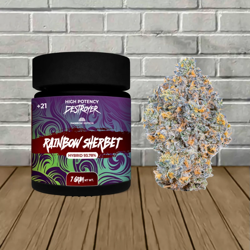 Destroyer Rainbow Edition Premium Exotic THCa Flower 7g - Rainbow Sherbet -- Hybrid Destroyer Rainbow Edition Premium Exotic THCa Flower 7g - Rainbow Sherbet -- Hybrid