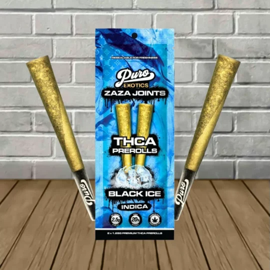 Puro ZAZA THCa Prerolls 2.5g - Black Ice -- Indica