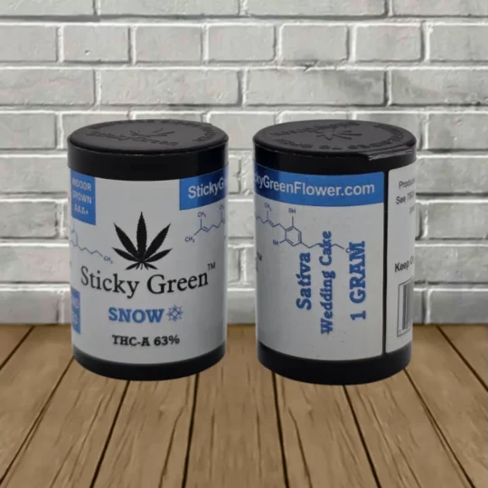 Sticky Green SNOW THCa Diamond Dusted 1g - Wedding Cake -- Sativa