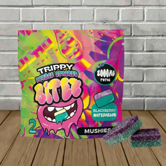 Trippy BITEZ Double Stacked Mushies 2000mg - Blackberry Watermelon -- 2ct