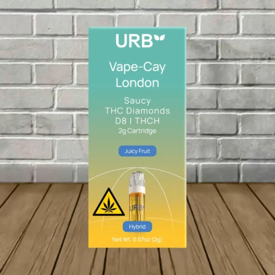 URB Vape-Cay London Saucy D8 THC Diamond Cartridge 2g - Juicy Fruit -- Hybrid
