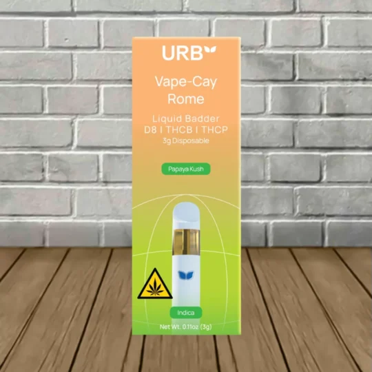 URB Vape-Cay Rome D8 THCb THCp Liquid Badder Disposable 3g - Papaya Kush -- Indica