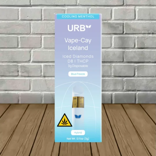 URB Vape-Cay THCa Iced Diamonds Disposable 3g - Blue Freeze -- Hybrid -- DISPOSABLE