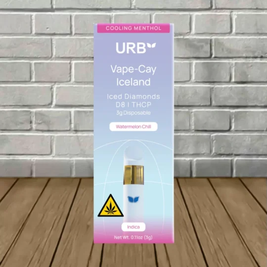URB Vape-Cay THCa Iced Diamonds Disposable 3g - Watermelon Ice -- Indica -- DISPOSABLE