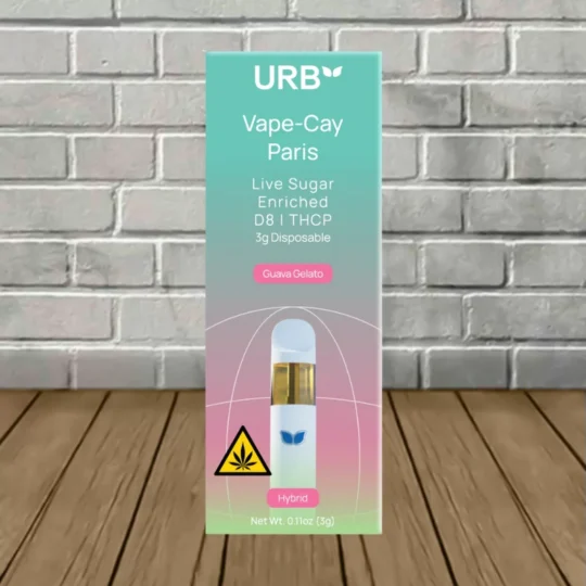 Urb Vape-Cay Paris THCa Live Sugar Disposable 3g - Guava Gelato -- Hybrid -- DISPOSABLE