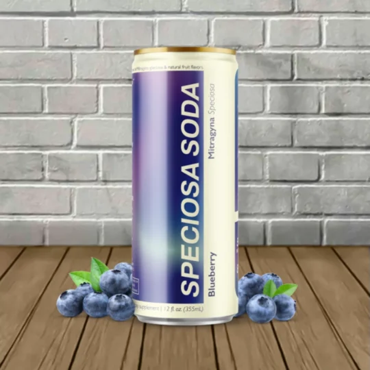 ZIon Herbals MIT Speciosa Kratom 55mg + Caffeine 80mg Soda - Blueberry -- Single Can