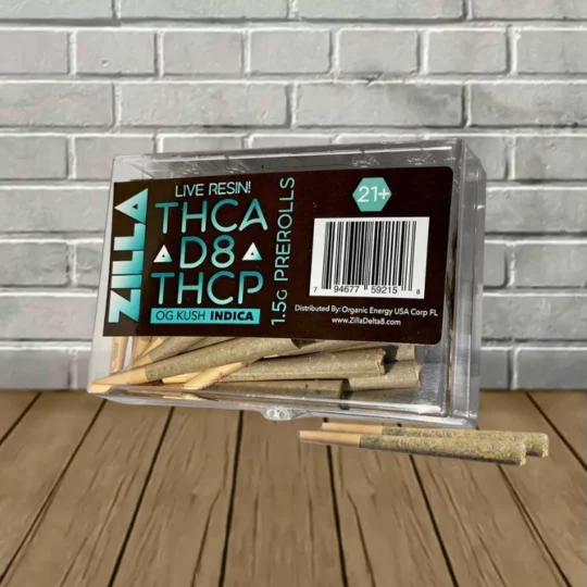 Zilla Doobies THCa D8 THCp Prerolls 1.5g x 50ct Box - OG KUSH -- Indica
