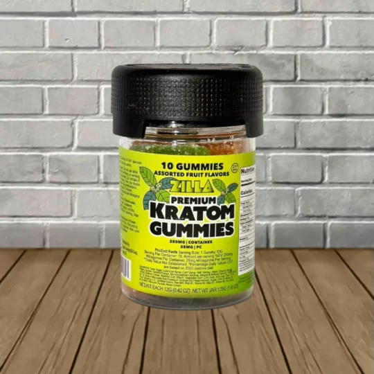 Zilla Premium Kratom Gummies 250mg - Assorted Fruit Flavors -- 10ct Jar