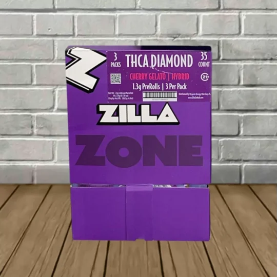 Zilla THCa Diamond Prerolls 1.3g x 3 - Cherry Gelato -- Hybrid