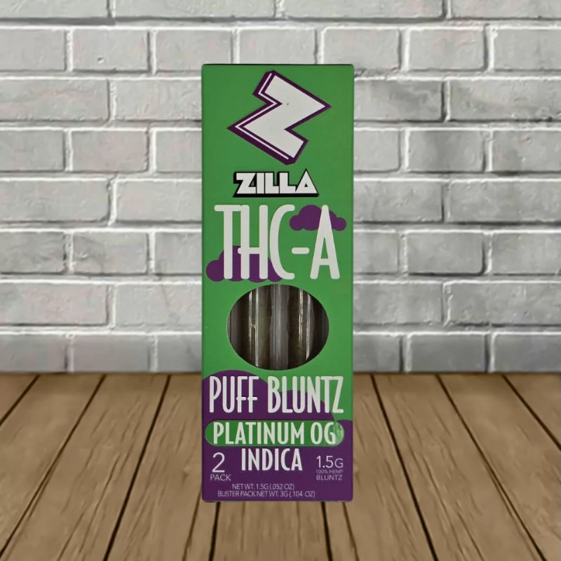Zilla THCa Puff Bluntz Prerolls 3g-Platinum OG -- Indica