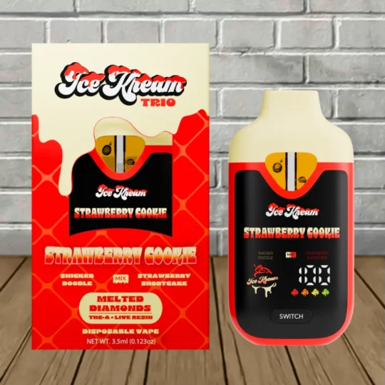 Ice Kream Zlushie THCa Melted Diamonds Trio Vape 3.5g-Strawberry Cookie -- DISPOSABLE