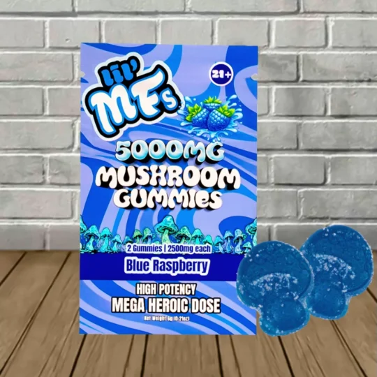 Lil Mfs Mega Heroic Dose Mushroom Gummies 5000mg-Blue Raspberry -- 2ct Pack