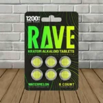 Rave Fast-Acting Nano Kratom Tablets 1200mg - Watermelon -- 6ct Blister Pack