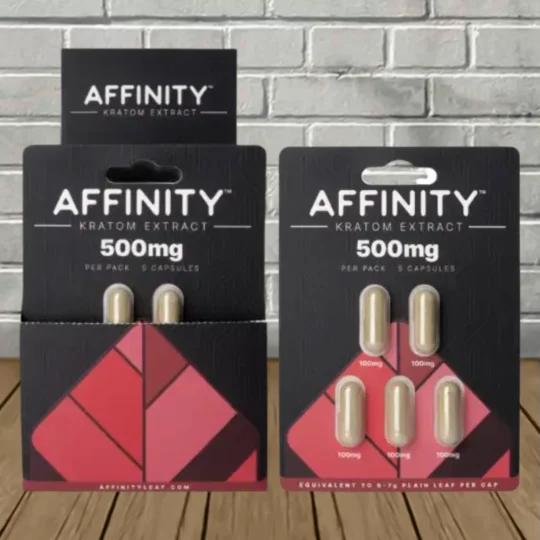 Affinity Kratom Extract Capsules 500mg-5ct x 12 = 60 Capsules BULK CASE