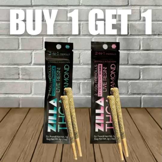 B1G1 Zilla THCa Live Resin Diamond Prerolls 4g