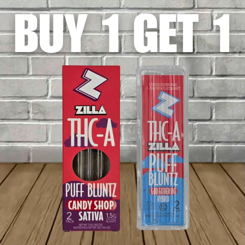 B1G1 Zilla THCa Puff Bluntz - Candyshop and Godfather OG