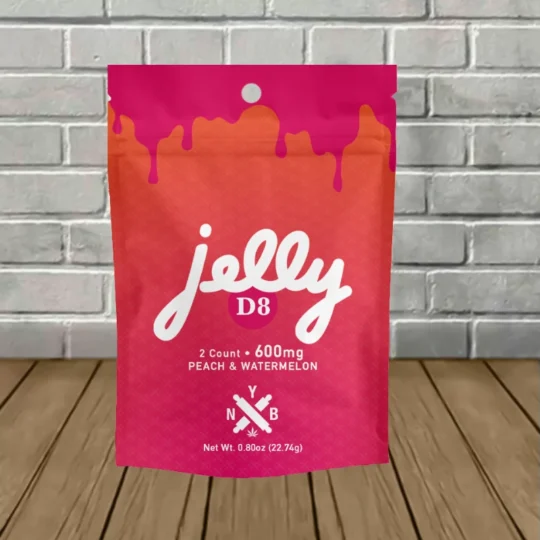 Jelly Delta-8 Gummies 600mg-Peach + Watermelon -- 2ct Single Pack