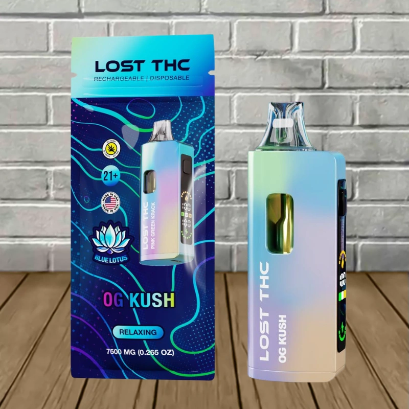 Lost THC Rainbow Edition Blue Lotus Disposable 7.5g-OG Kush -- Relaxing -- DISPOSABLE