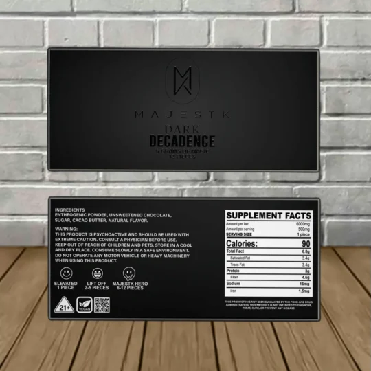 Majestk Mushroom Chocolate Bars 6g - Dark Chocolate Decadence