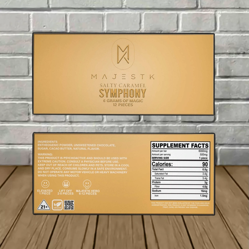 Majestk Mushroom Chocolate Bars 6g - Salty Caramel Chocolate Symphony