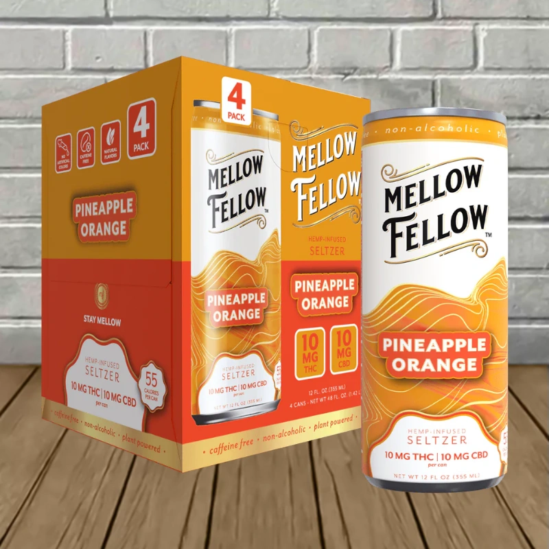 Mellow Fellow D9 CBD Seltzer 4pack-Pineapple Orange -- 4ct Case