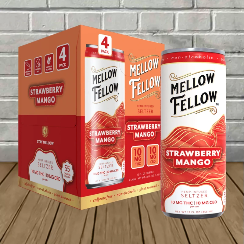 Mellow Fellow D9 CBD Seltzer 4pack-Strawberry Mango -- 4ct Case