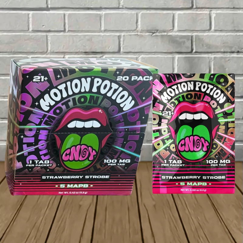 Motion Potion 5-MAPB CNDY Tablets 100mg-Strawberry Strobe -- 1ct x 20 = 20 Tablets BULK CASE
