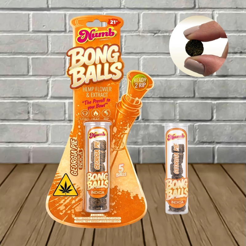 NUMB Hemp Flower + Extract Bong Balls-Georgia Pie -- Indica -- 5ct