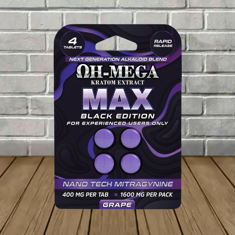 OH-MEGA MAX-NANO-MIT Kratom Extract Tablets 1600mg-Grape -- 4ct Single Blister