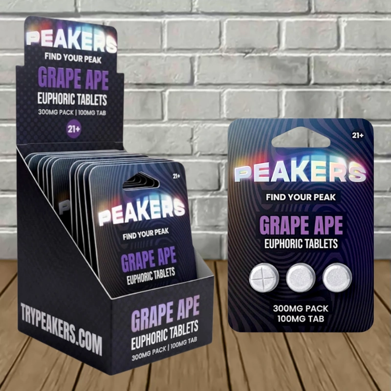 Peakers Euphoric Blend Tablets 300mg-Grape Ape -- 3ct x 10 = 30 Tablets BULK CASE
