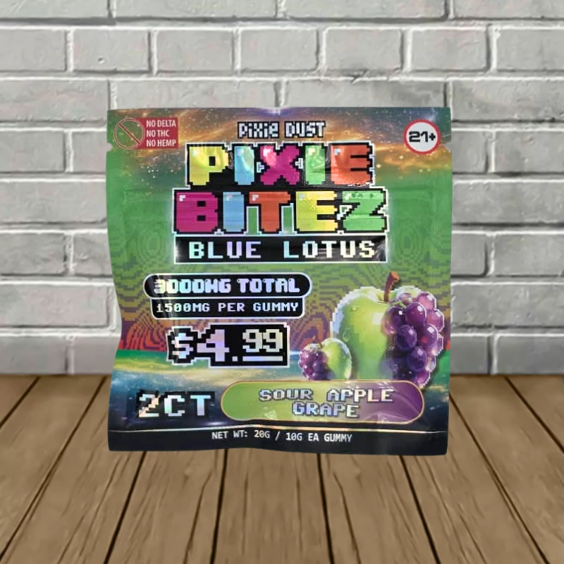 Pixie Blue Lotus Bites 3000mg-Sour Apple Grape -- 2ct Single Pack