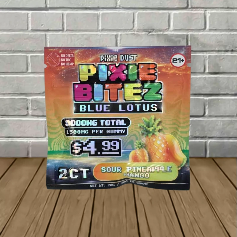 Pixie Blue Lotus Bites 3000mg-Sour Pineapple Mango -- 2ct Single Pack