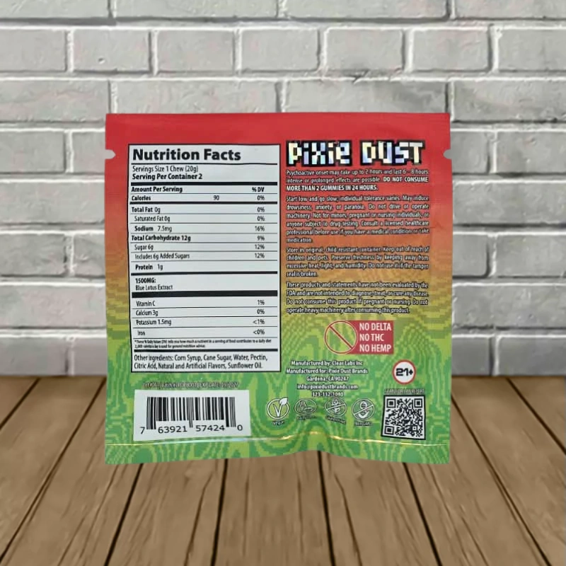 Pixie Blue Lotus Bites 3000mg-back of single pack