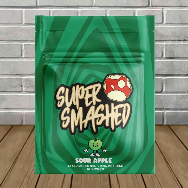 Super Smashed Mushroom Gummies 3.5g-Sour Apple -- 10ct Single Pack