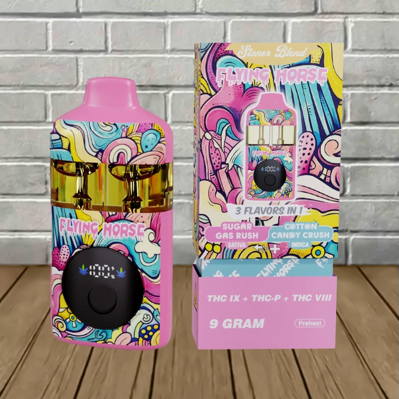 Flying Horse Stoner Blend THC Disposable 9g-Sugar Gas Rush — Sativa + Cotton Candy Crush — Indica