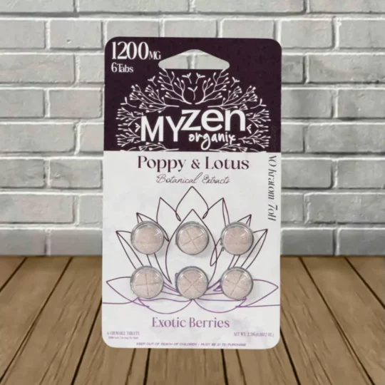 MYZEN Poppy + Lotus Tablets-Exotic Berries -- 6ct Blister Pack