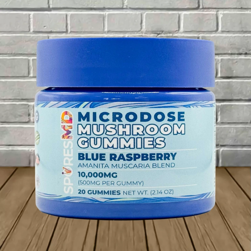 SporesMD Microdose Mushroom Gummies 10000mg-Blue Raspberry -- 20ct Jar