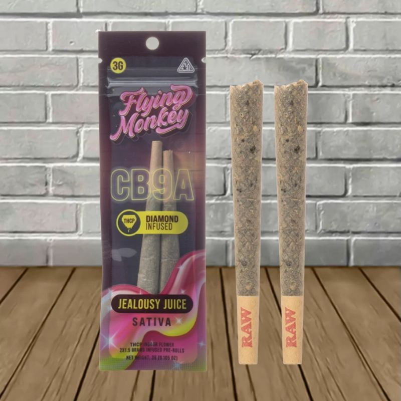 Flying Monkey Diamond Infused CB9A + THCp Prerolls 2ct-Jealousy Juice -- Sativa