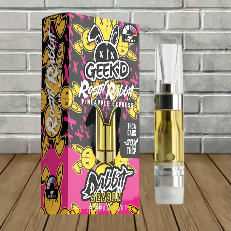 Geek'd Dabbit THCp Carts 0.5g-Rosin Rabbit Pineapple Express -- Sativa -- CARTRIDGE