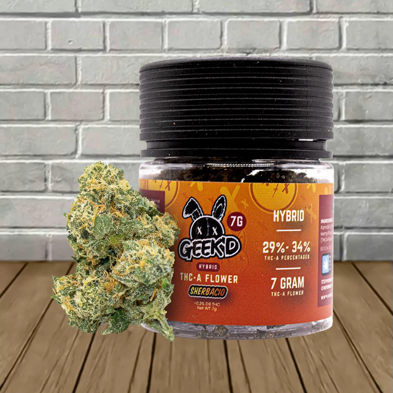 Geek'd THCa Flower 7g-Sherbacio -- Hybrid