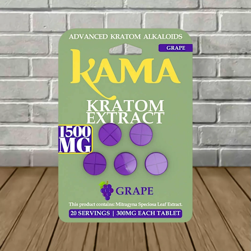 Kama Kratom Extract Tablets 1500mg - Grape -- 5ct Blister Pack