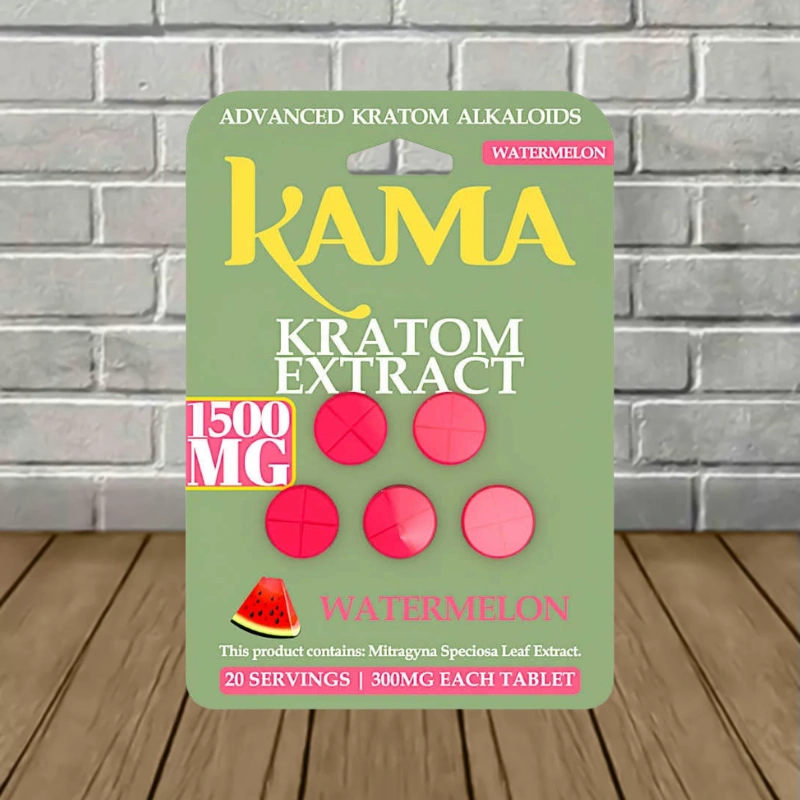 Kama Kratom Extract Tablets 1500mg - Watermelon -- 5ct Blister Pack