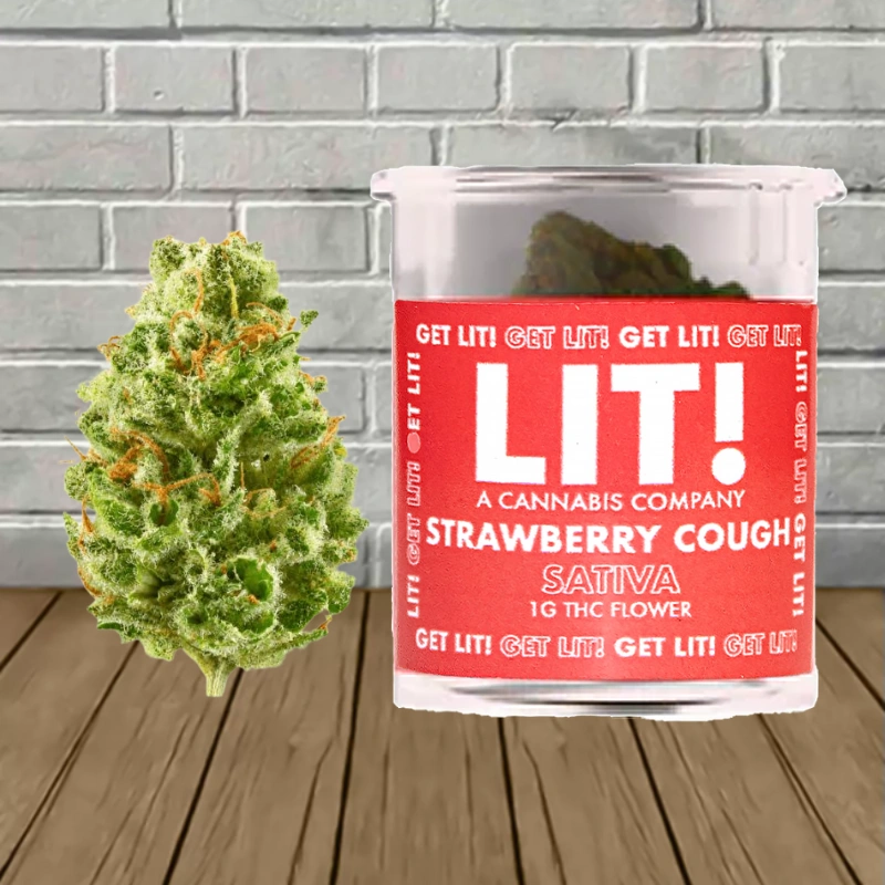 LIT! THC Blend Flower 1g-Strawberry Cough -- Sativa
